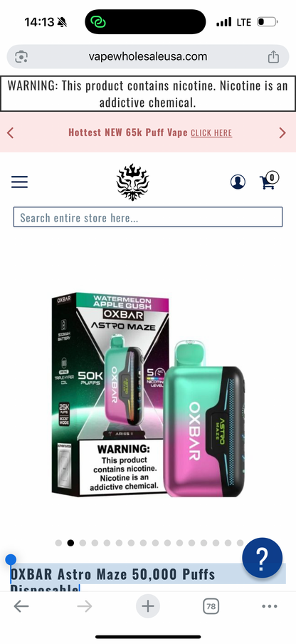 OXBAR Astro Maze 50,000 Puffs Disposable