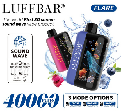 COMEING SOON .9/1....Luffbar Flare 40,000 Puffs Disposable-Single Disposable-Alaska Ice-5.0%-26mL
